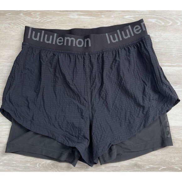 Lululemon Pants - Lululemon Logo Waistband HR Train Short Black Women’s 10 Lined 3" Inseam